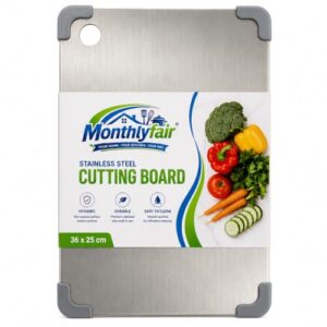 Stainless Steel Chopping Board, 36 x 25 cm for Vegetables & Meat