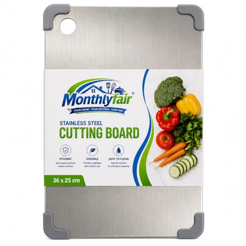 Stainless Steel Chopping Board, 36 x 25 cm for Vegetables & Meat