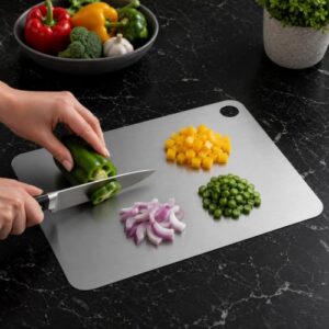 304 Stainless Steel Chopping Board, 31.8 x 21 cm for Vegetables & Meat,| Food Grade Steel Cutting Board | Double Sided for Kitchen