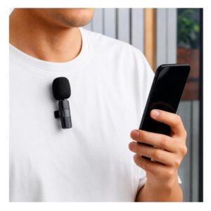 Wireless Lavalier Microphone for Live Streaming, Noise Cancelling Clip-On Mic, Plug & Play Wireless Microphone for Android, iPhone, USB-C, Video Recording, YouTube, Podcast, Interview & Vlogging